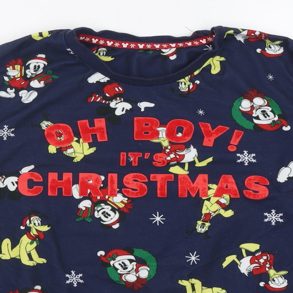 George Boys Blue Geometric Polyester  Pyjama Top Size 8-9 Years  Pullover - Mickey Mouse Christmas