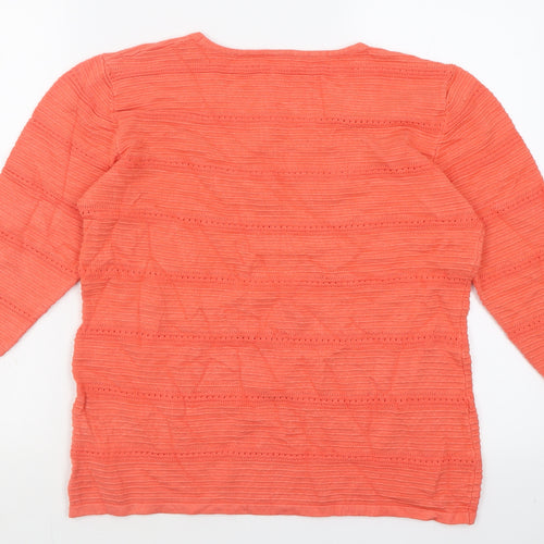 Preworn Womens Pink Crew Neck Striped Viscose Pullover Jumper Size M