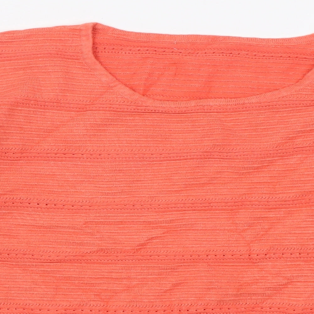 Preworn Womens Pink Crew Neck Striped Viscose Pullover Jumper Size M