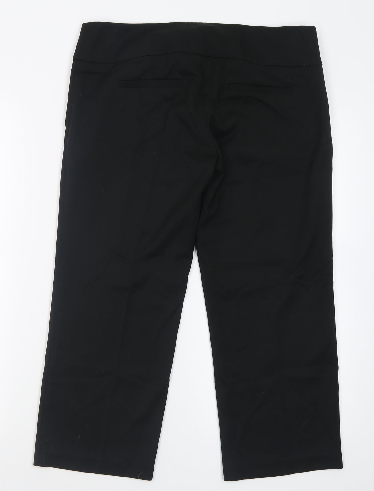 Warehouse Womens Black  Polyacrylate Fibre Cropped Trousers Size 12 L21 in Regular Button