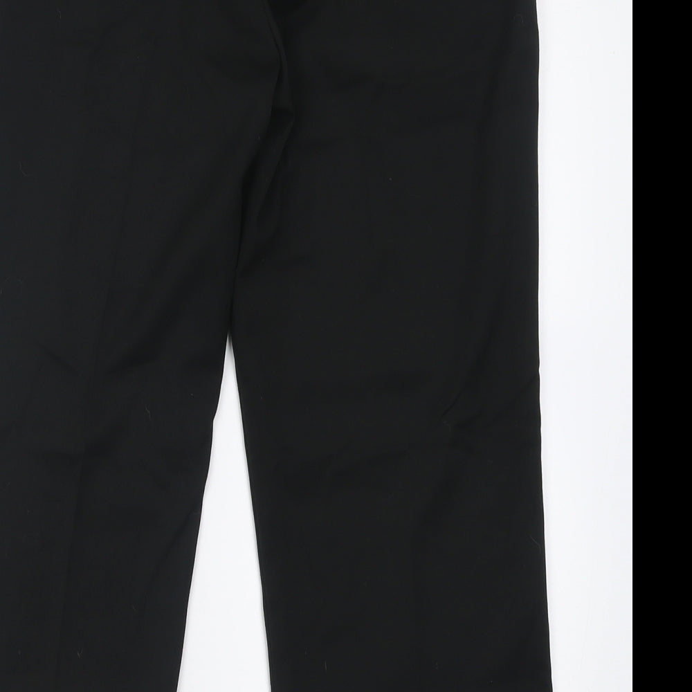Warehouse Womens Black  Polyacrylate Fibre Cropped Trousers Size 12 L21 in Regular Button