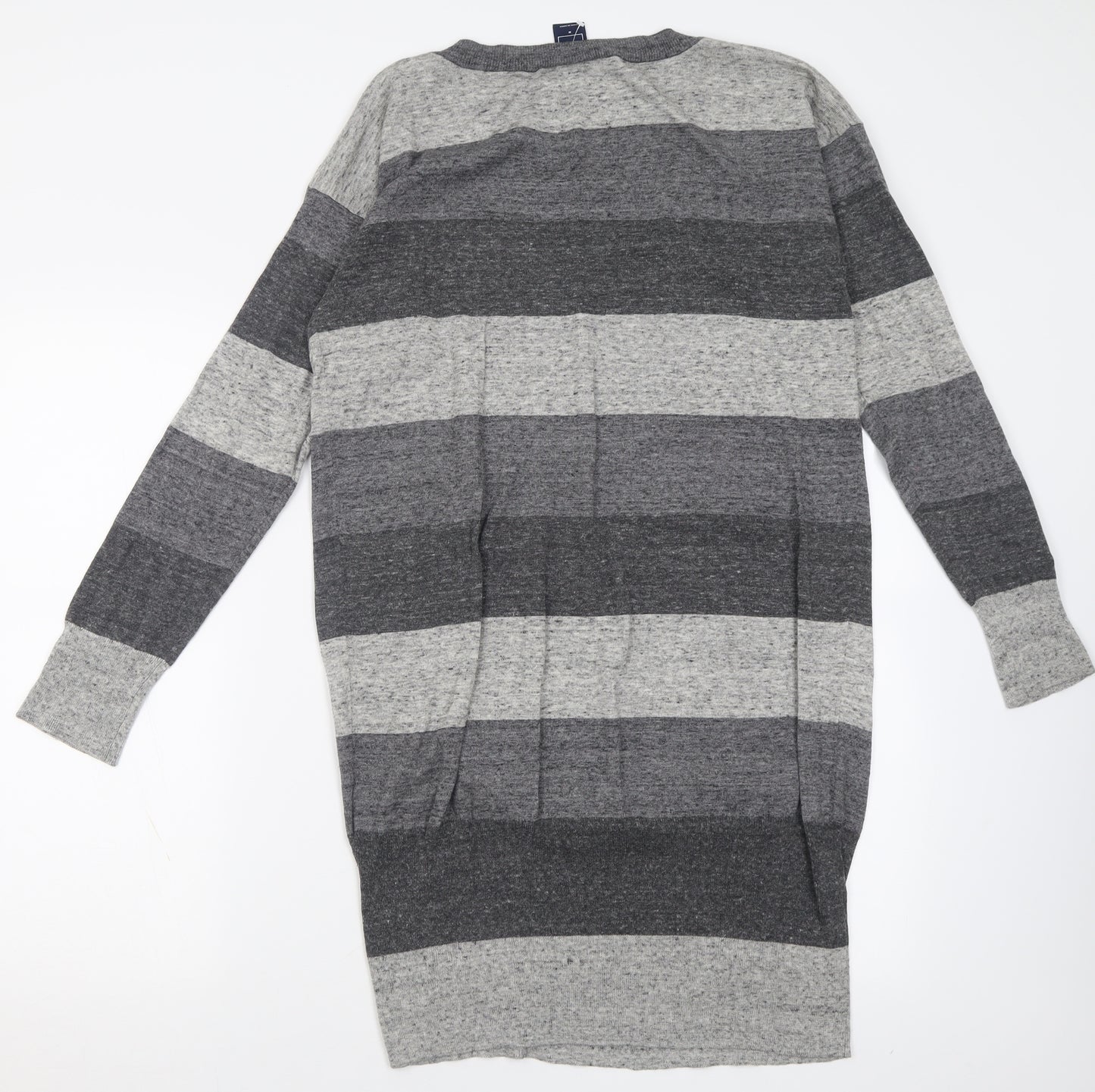Gap Womens Grey Striped Cotton Jumper Dress  Size M  V-Neck Pullover