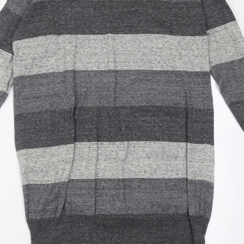 Gap Womens Grey Striped Cotton Jumper Dress  Size M  V-Neck Pullover
