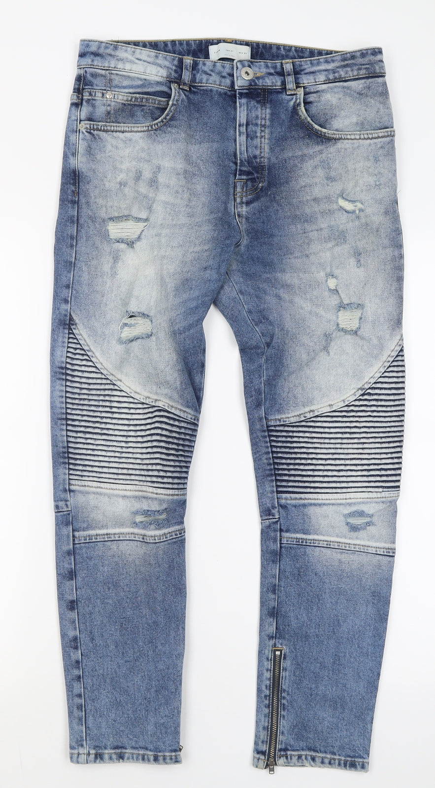 Zara Mens Blue  Cotton Straight Jeans Size 31 L27 in Regular Button