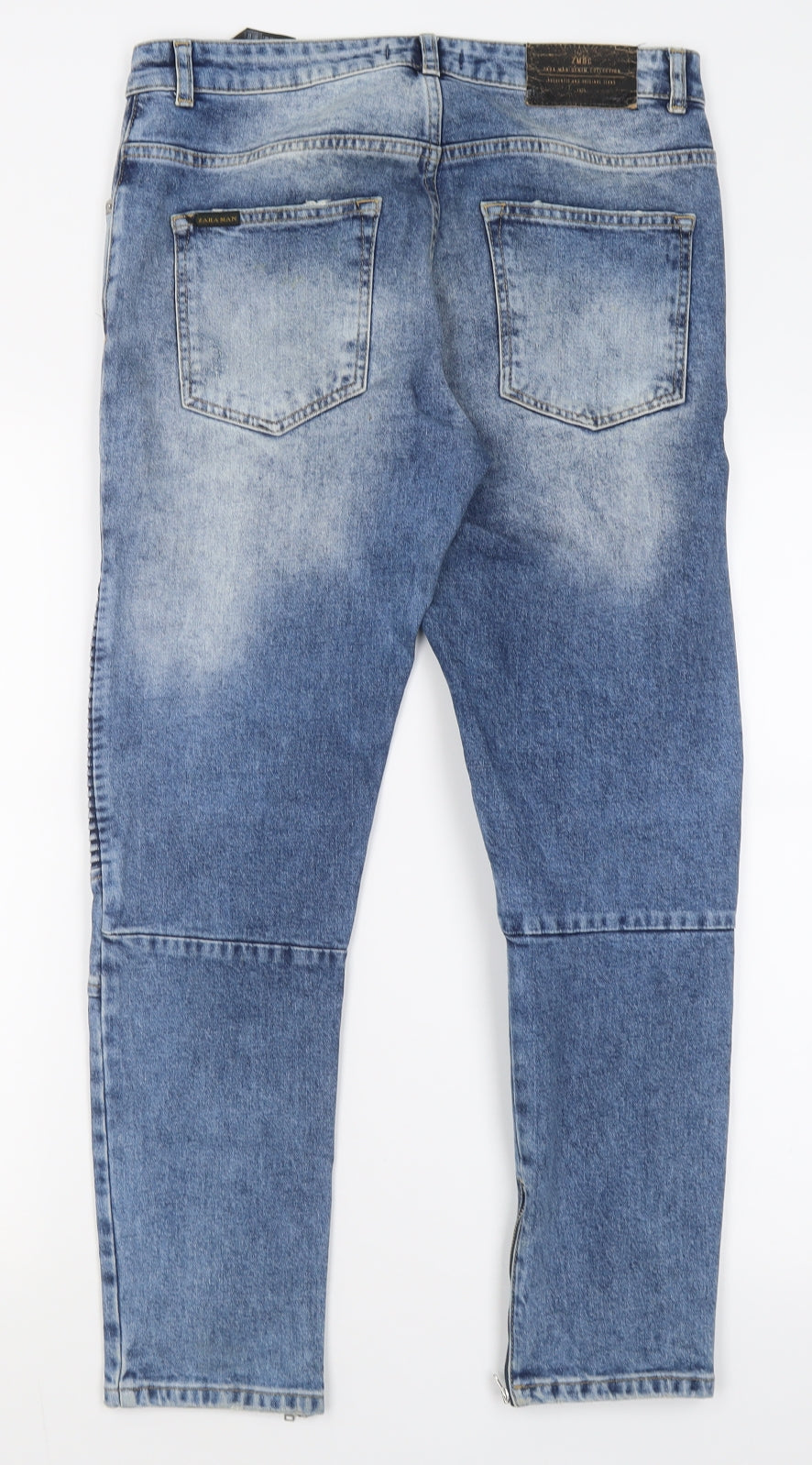 Zara Mens Blue  Cotton Straight Jeans Size 31 L27 in Regular Button