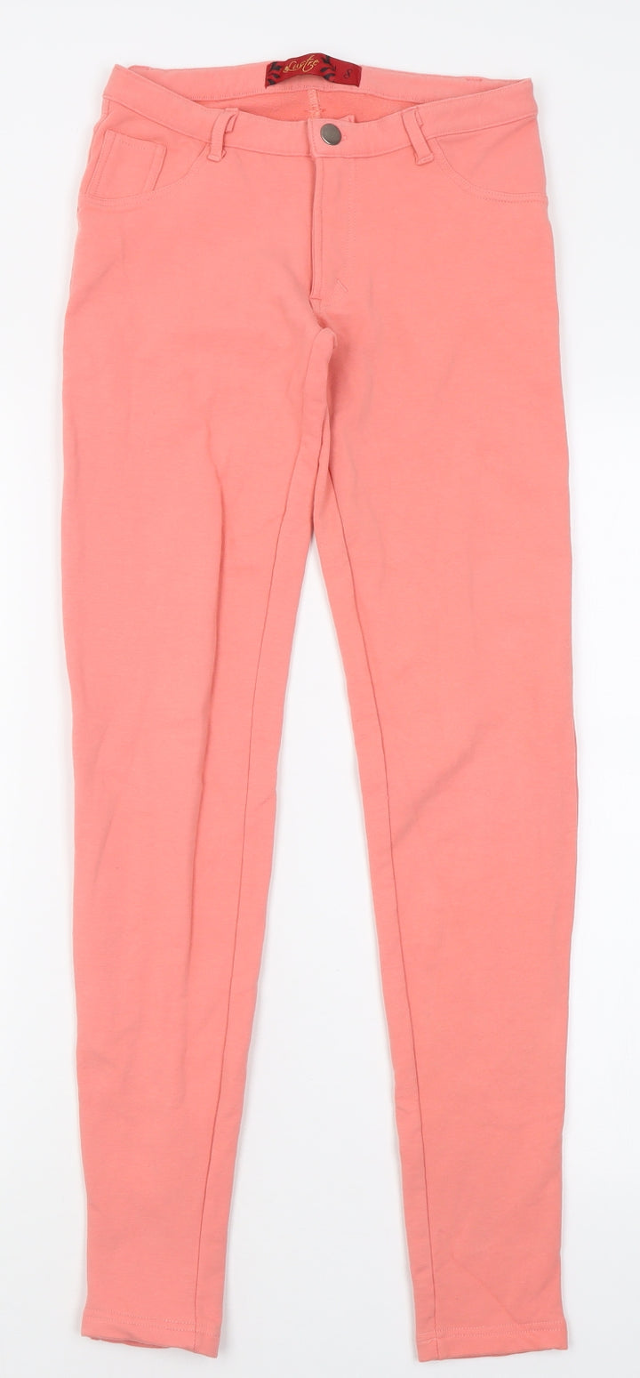 Lustre Womens Pink Cotton Trousers Size 8 L30 in Regular Button