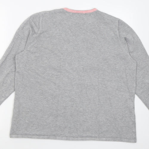 Preworn Womens Grey Crew Neck Striped Viscose Pullover Jumper Size L