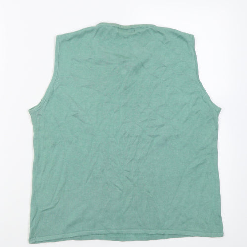 Preworn Womens Green V-Neck  Cotton Vest Jumper Size 14