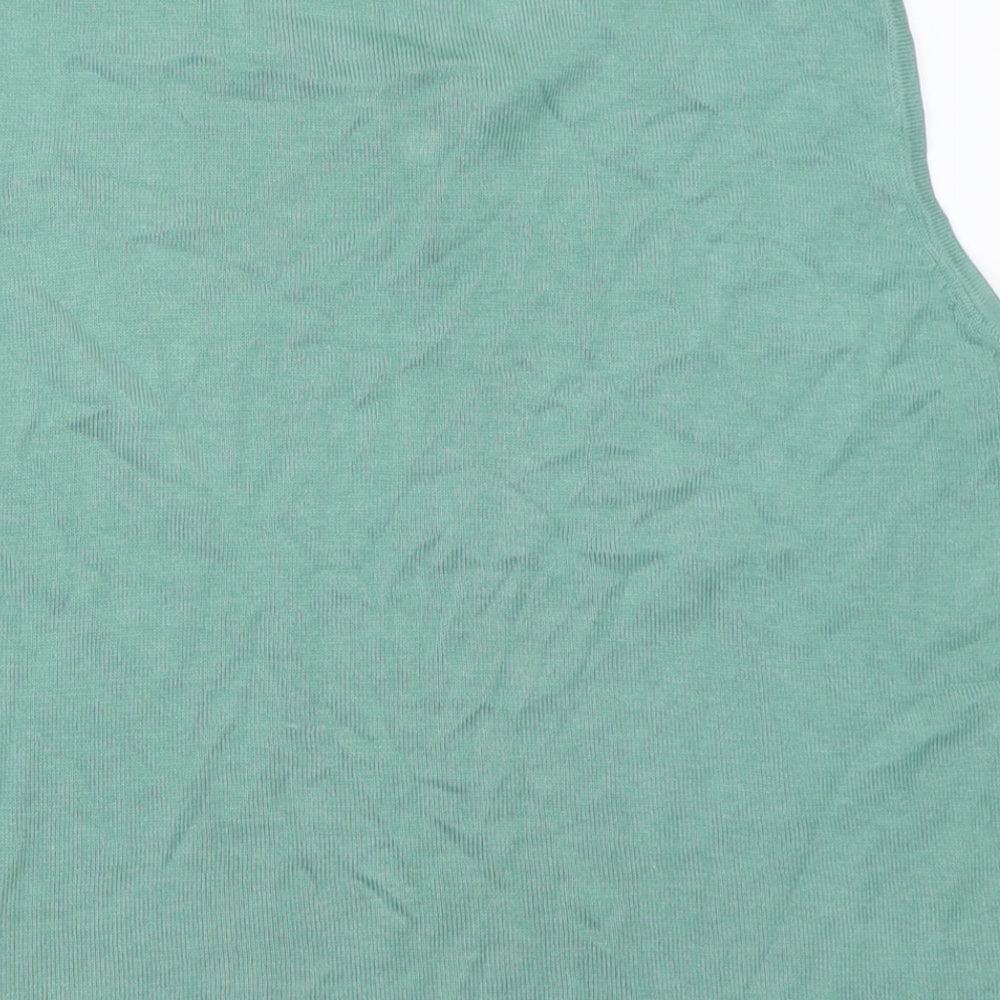 Preworn Womens Green V-Neck  Cotton Vest Jumper Size 14