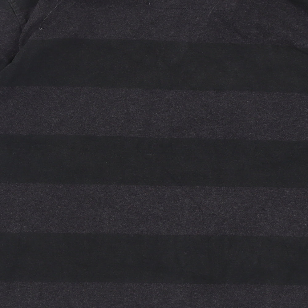TU Mens Grey Striped Cotton  Polo Size L Collared Button