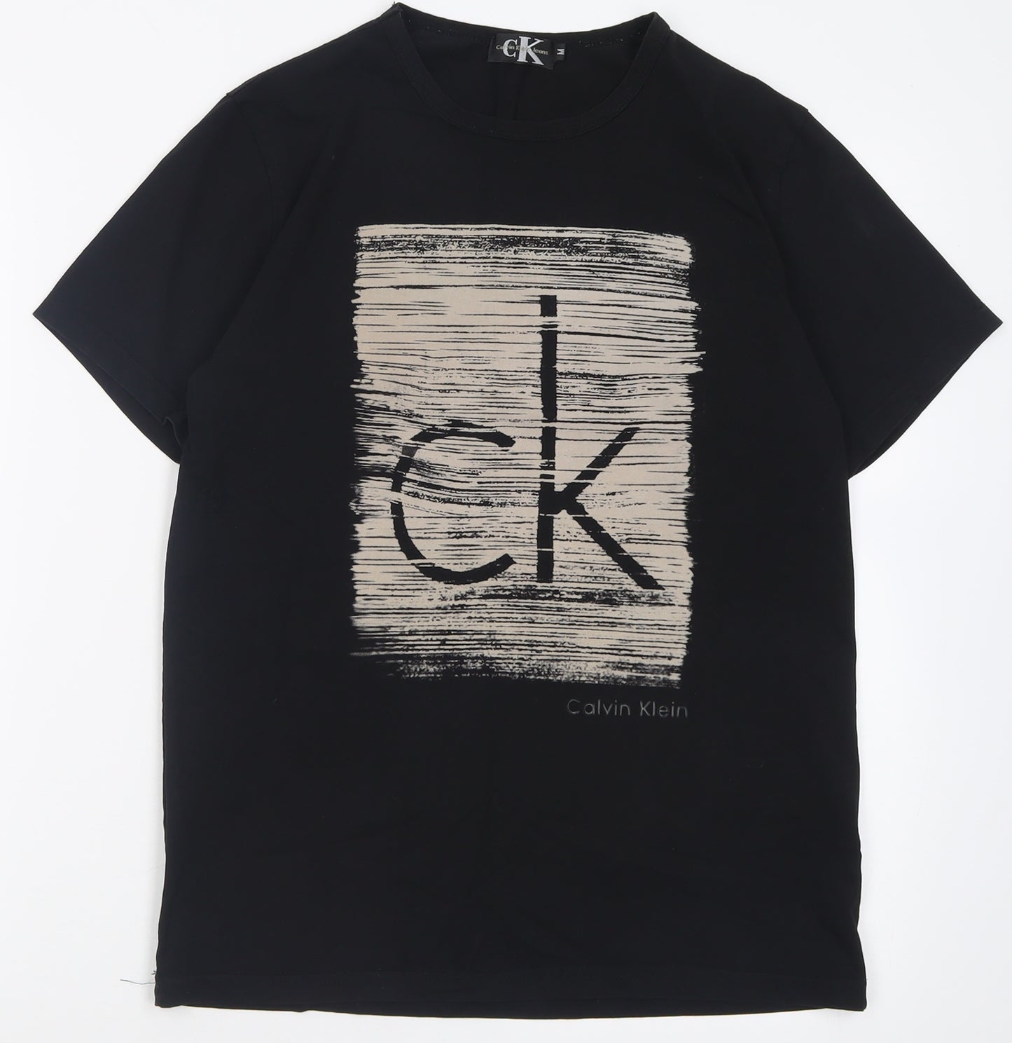 Calvin Klein Mens Black  Cotton  T-Shirt Size M Crew Neck