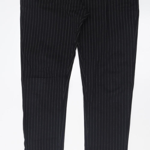 H&M Mens Black Striped Cotton Skinny Jeans Size 32 L30 in Regular Button