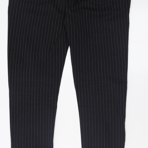 H&M Mens Black Striped Cotton Skinny Jeans Size 32 L30 in Regular Button