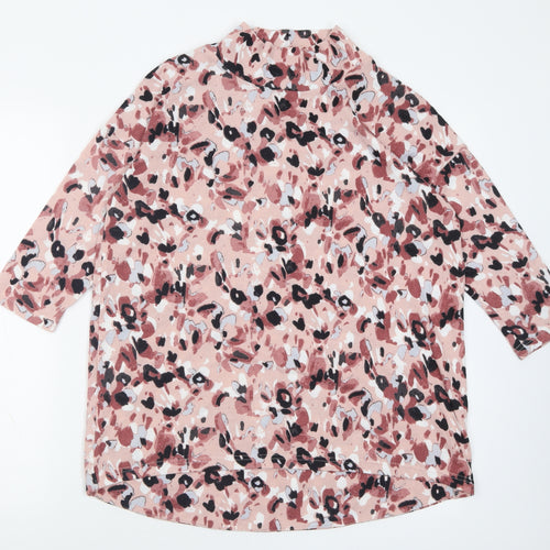Marks and Spencer Womens Pink High Neck Floral Polyester Pullover Jumper Size 8