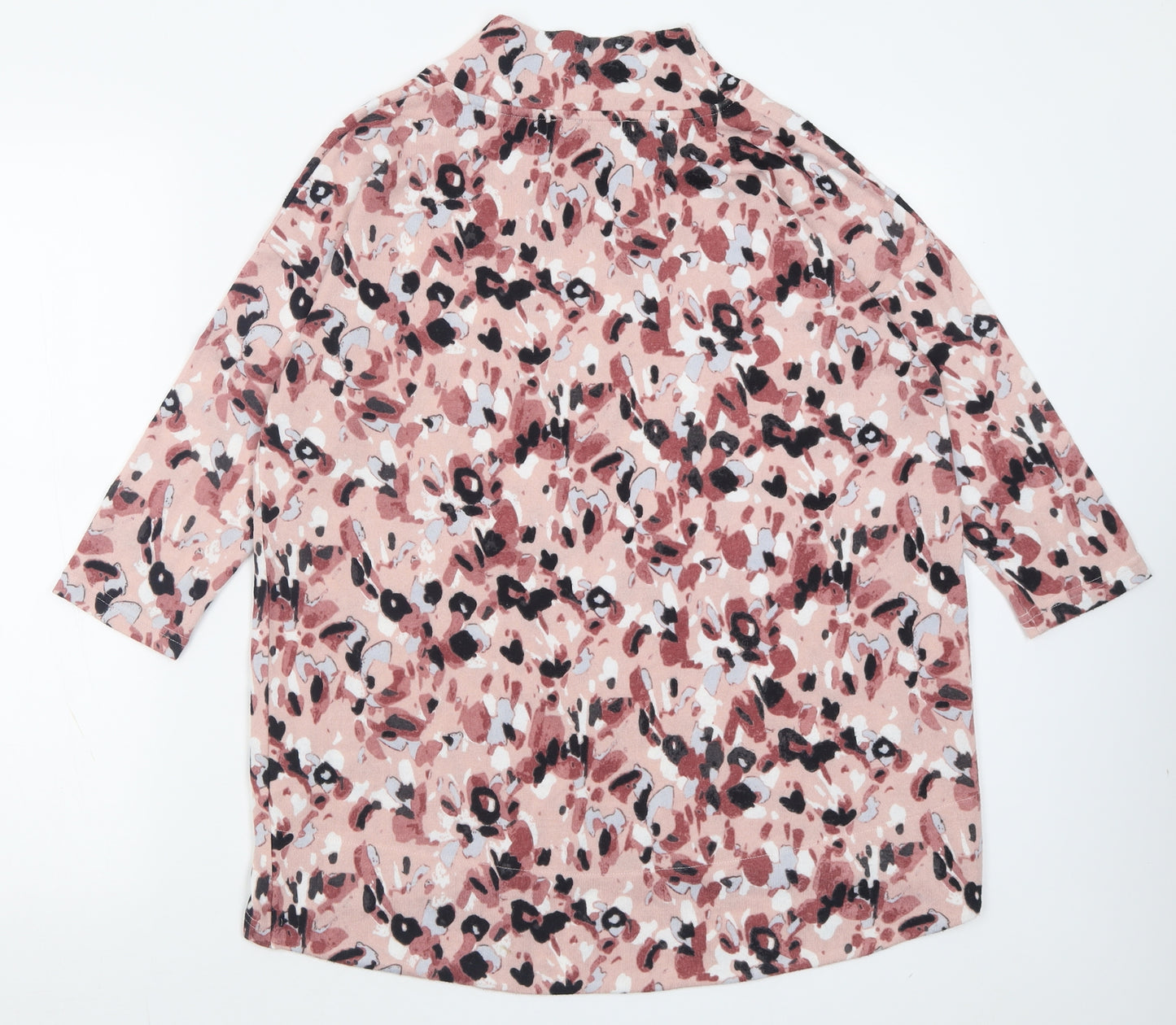 Marks and Spencer Womens Pink High Neck Floral Polyester Pullover Jumper Size 8