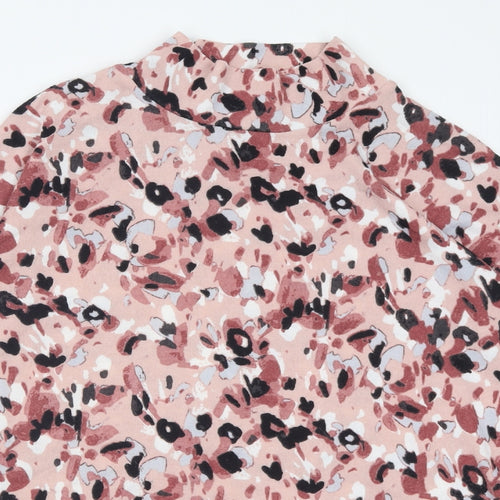 Marks and Spencer Womens Pink High Neck Floral Polyester Pullover Jumper Size 8