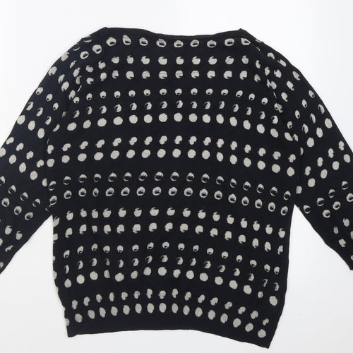 NEXT Womens Black Crew Neck Geometric Cotton Pullover Jumper Size 14