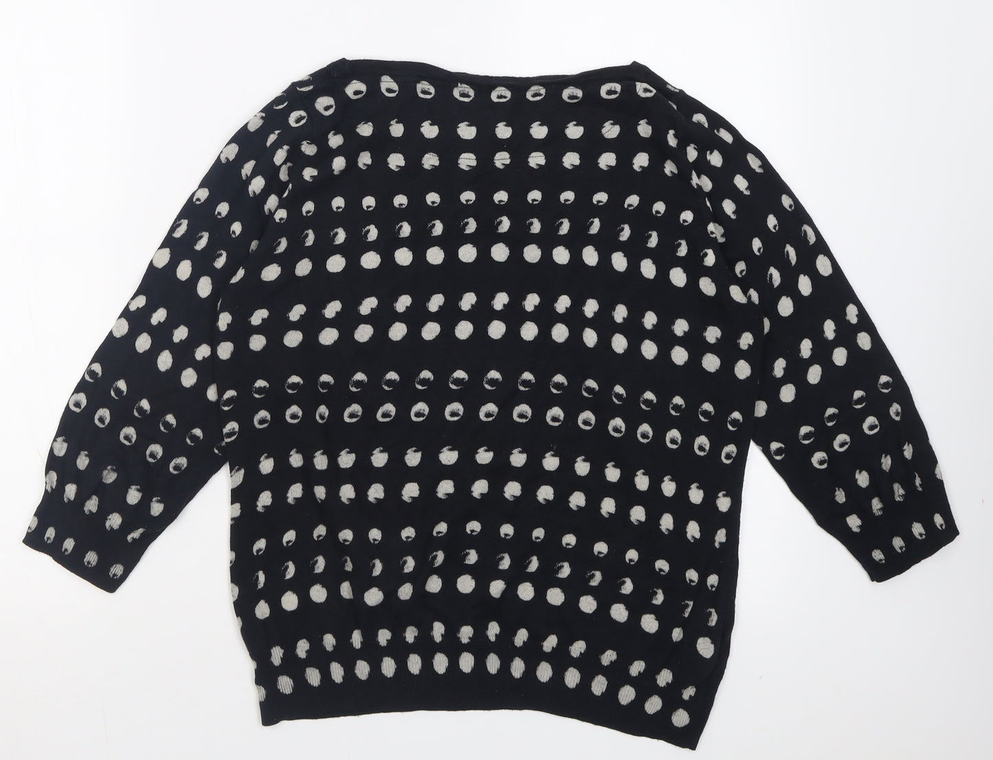 NEXT Womens Black Crew Neck Geometric Cotton Pullover Jumper Size 14