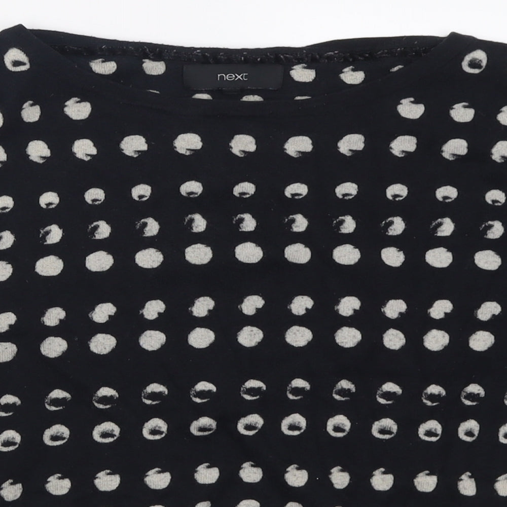 NEXT Womens Black Crew Neck Geometric Cotton Pullover Jumper Size 14