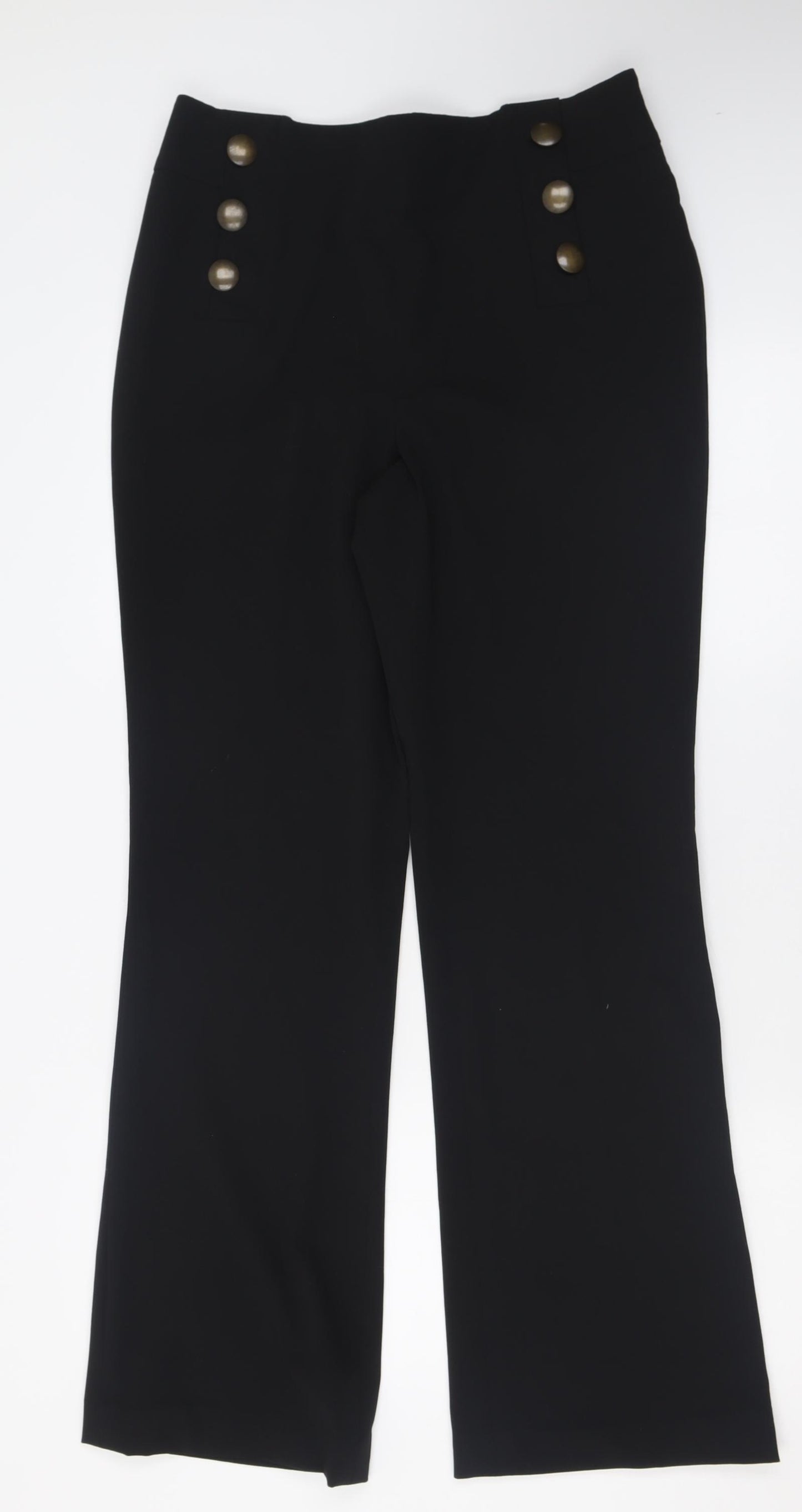Marks and Spencer Womens Black  Polyester Trousers  Size 12 L31 in Regular Zip