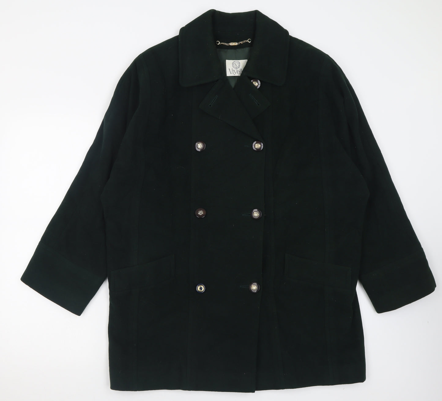 Viyella Womens Green   Overcoat Coat Size 10  Button