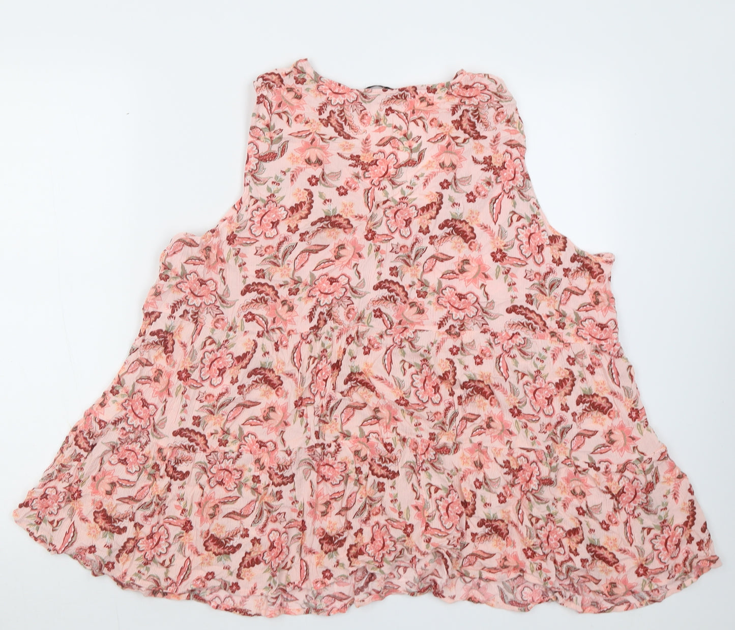 TU Womens Pink Floral Viscose Basic Tank Size 24 V-Neck