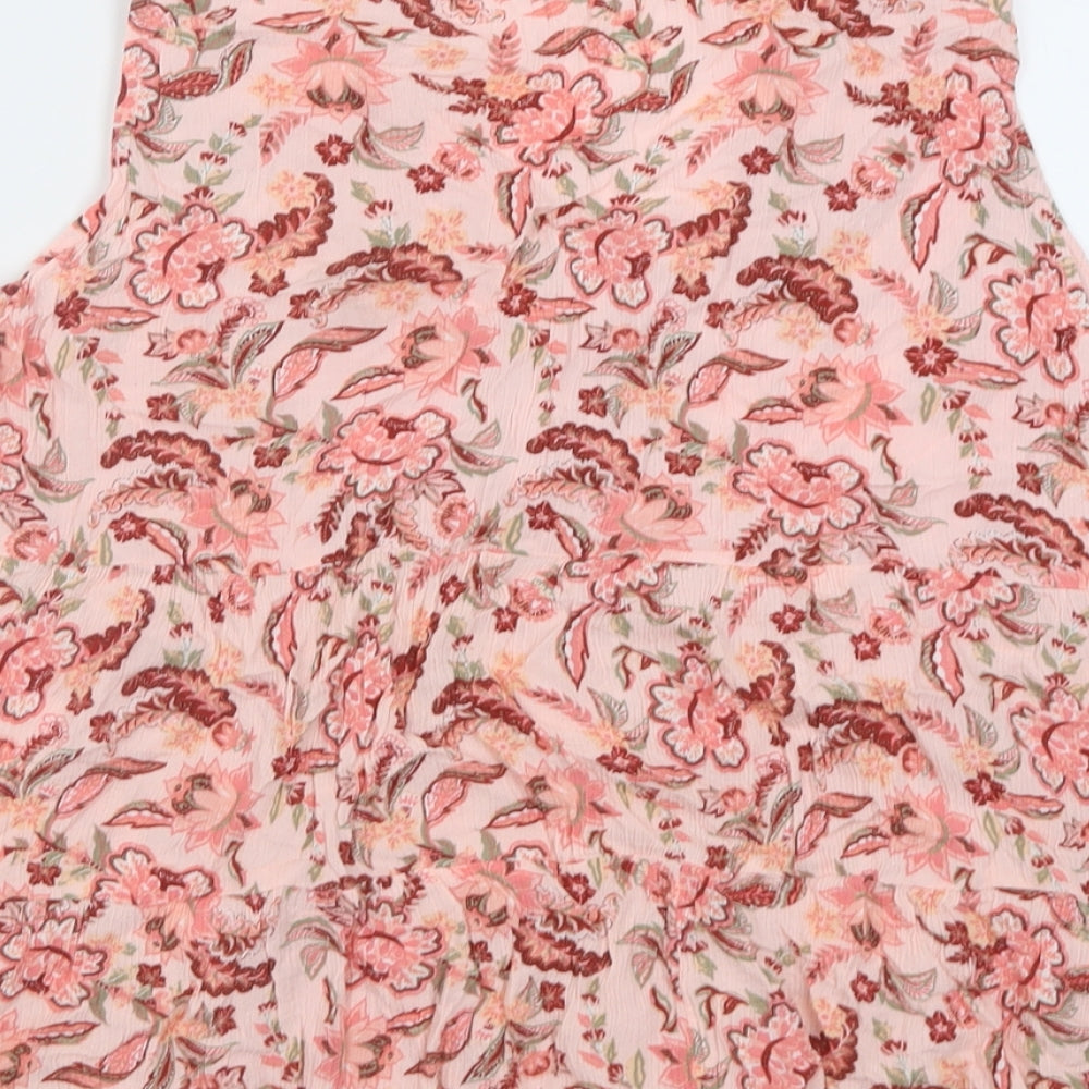 TU Womens Pink Floral Viscose Basic Tank Size 24 V-Neck