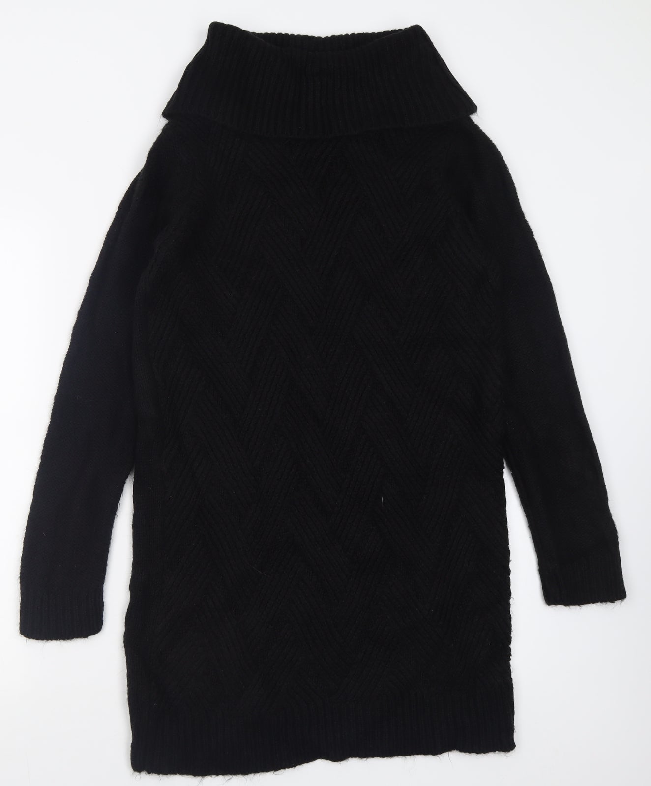 Love Knitwear Womens Black  Acrylic Jumper Dress  Size 14  Roll Neck Pullover