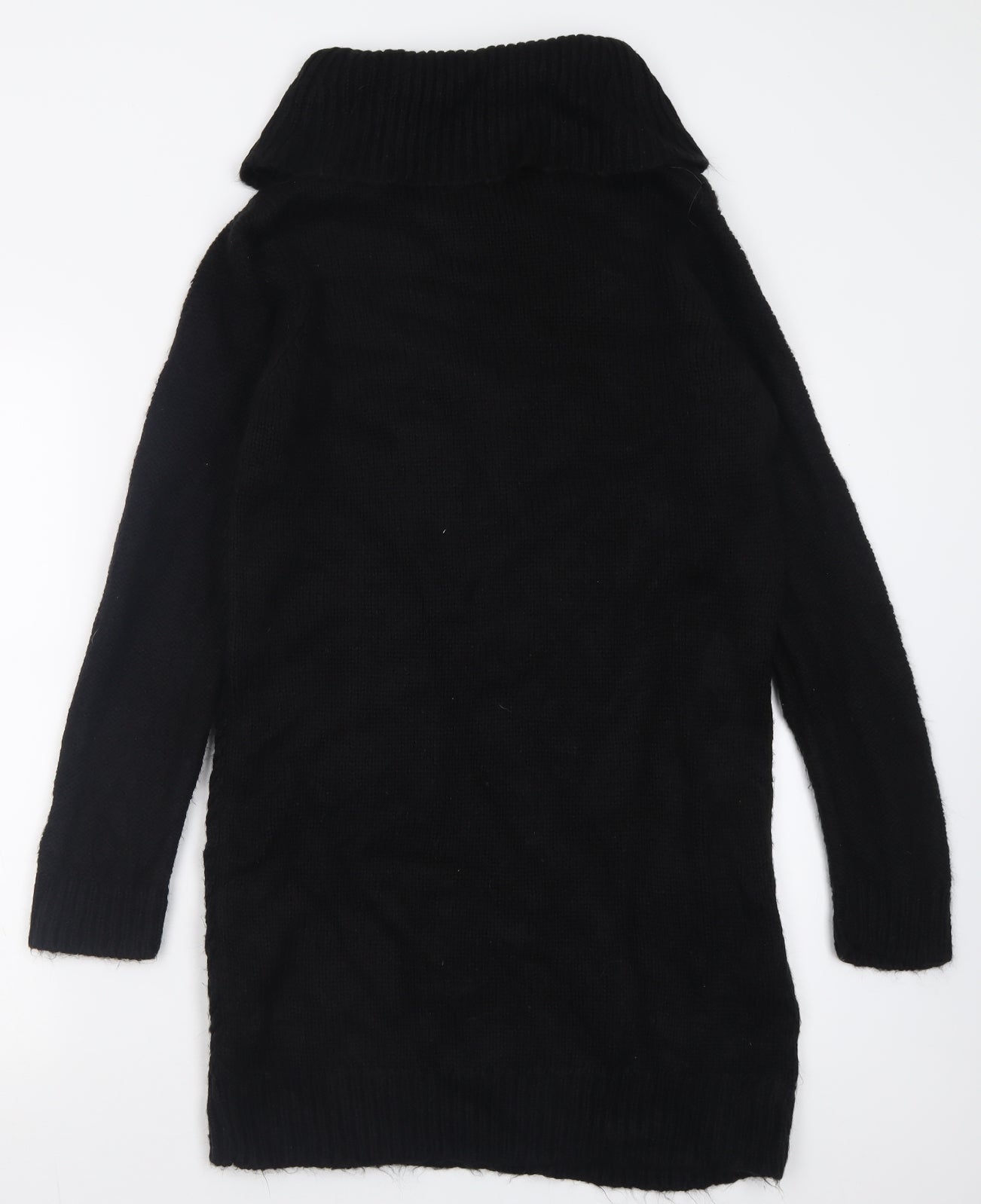 Love Knitwear Womens Black  Acrylic Jumper Dress  Size 14  Roll Neck Pullover
