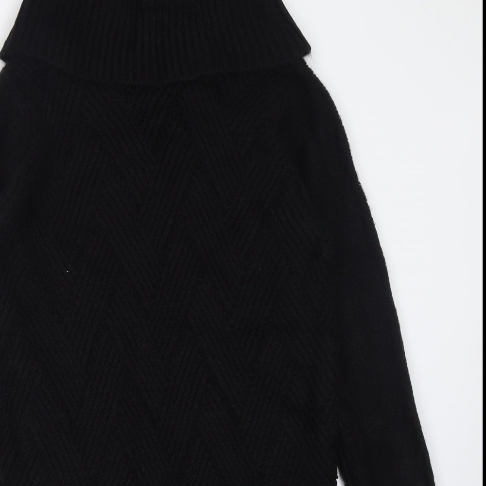 Love Knitwear Womens Black  Acrylic Jumper Dress  Size 14  Roll Neck Pullover