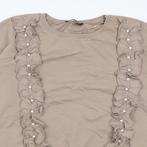 Select Womens Brown  Cotton Pullover Sweatshirt Size S  Pullover