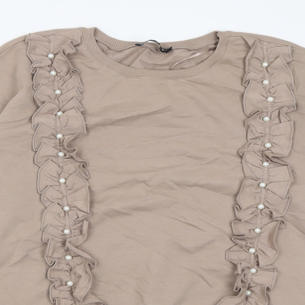 Select Womens Brown  Cotton Pullover Sweatshirt Size S  Pullover