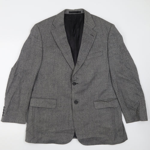 Marks and Spencer Mens Grey Plaid Wool Jacket Suit Jacket Size 42