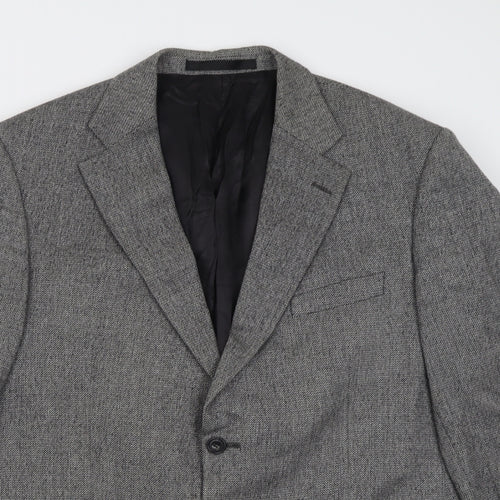 Marks and Spencer Mens Grey Plaid Wool Jacket Suit Jacket Size 42