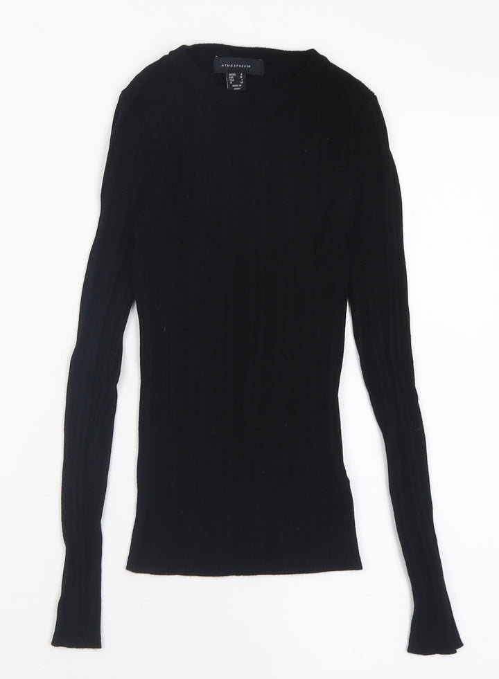 Atmosphere Womens Black Crew Neck  Viscose Pullover Jumper Size 8