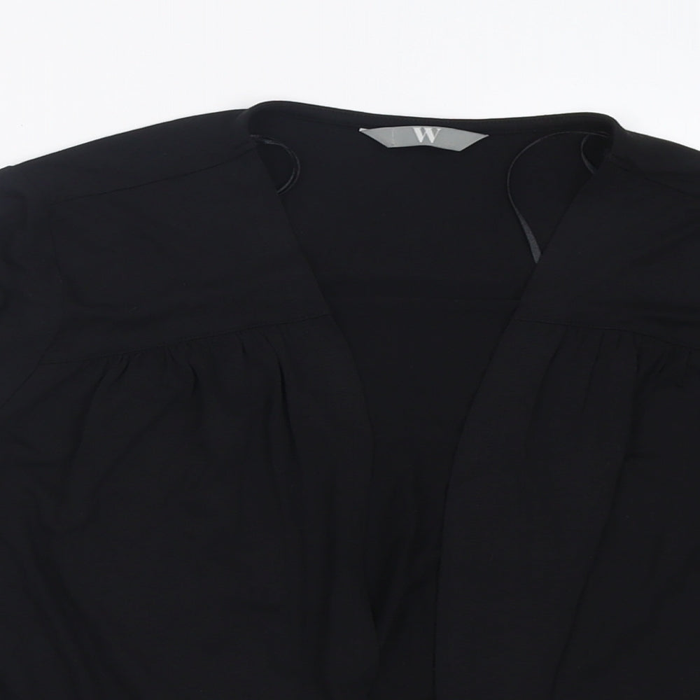 BHS Womens Black V-Neck  Viscose Cardigan Jumper Size 16