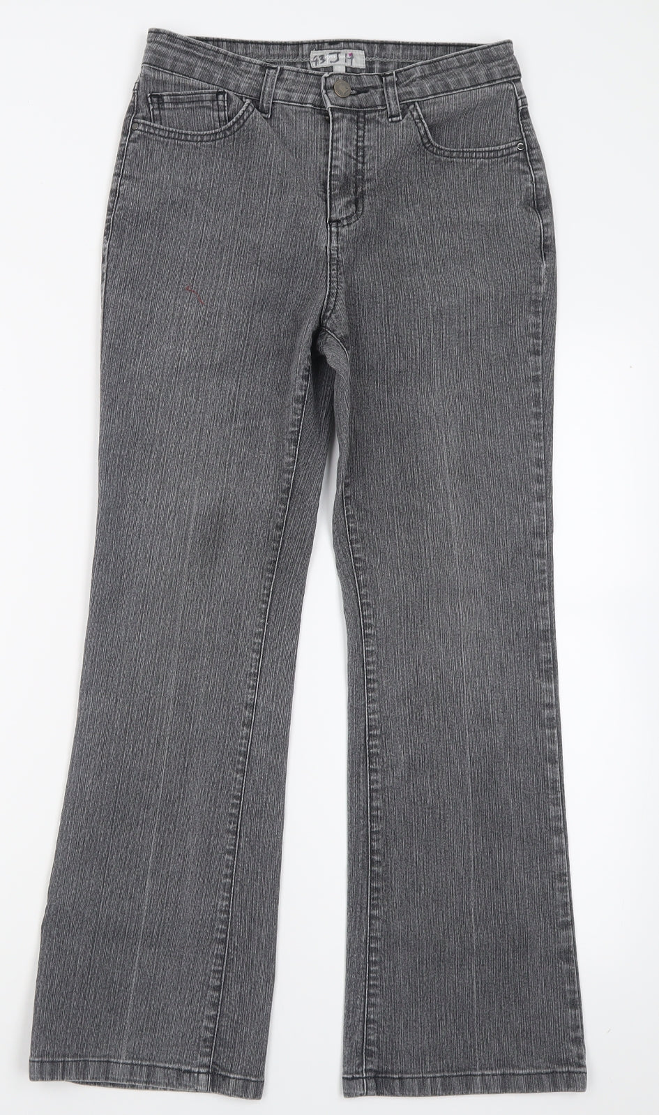 Per Una Womens Grey  Cotton Straight Jeans Size 8 L27 in Regular Button