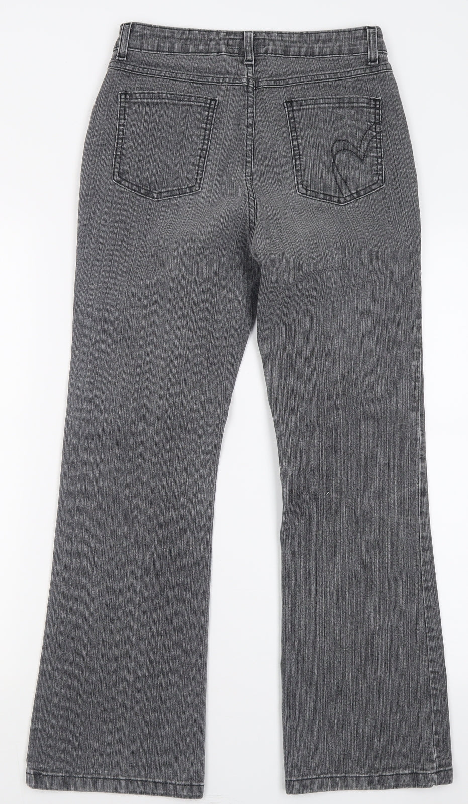 Per Una Womens Grey  Cotton Straight Jeans Size 8 L27 in Regular Button