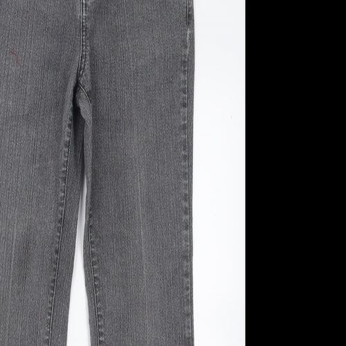 Per Una Womens Grey  Cotton Straight Jeans Size 8 L27 in Regular Button