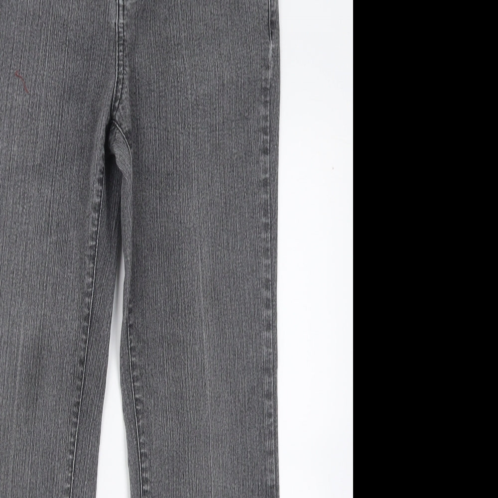 Per Una Womens Grey  Cotton Straight Jeans Size 8 L27 in Regular Button