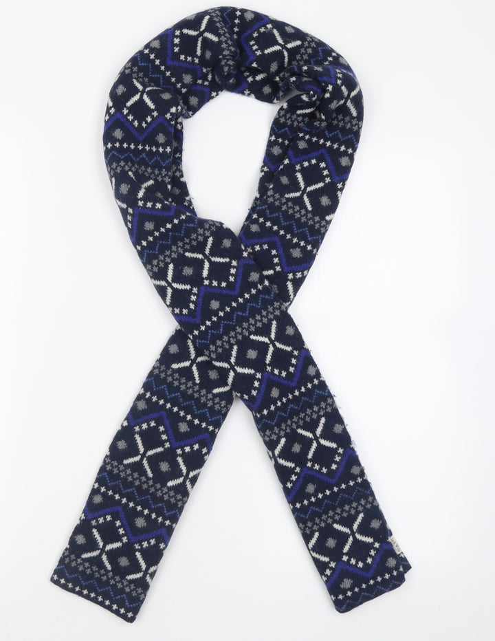 Jack Wills Mens Blue Geometric Acrylic Scarf One Size