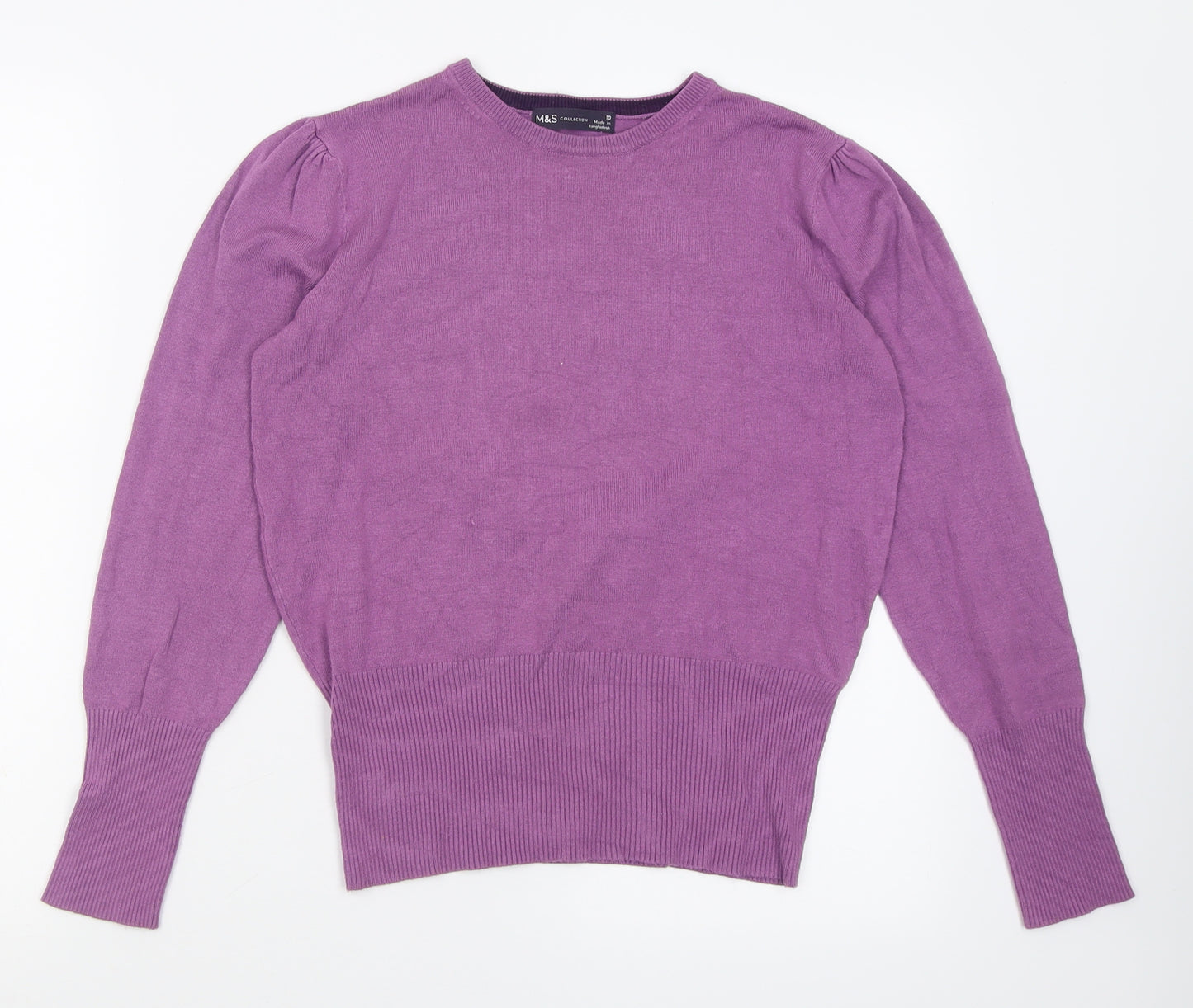 Marks and Spencer Womens Purple Crew Neck  Viscose Pullover Jumper Size 10