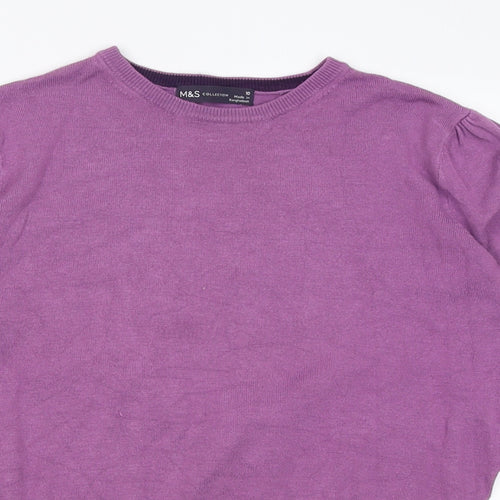 Marks and Spencer Womens Purple Crew Neck  Viscose Pullover Jumper Size 10
