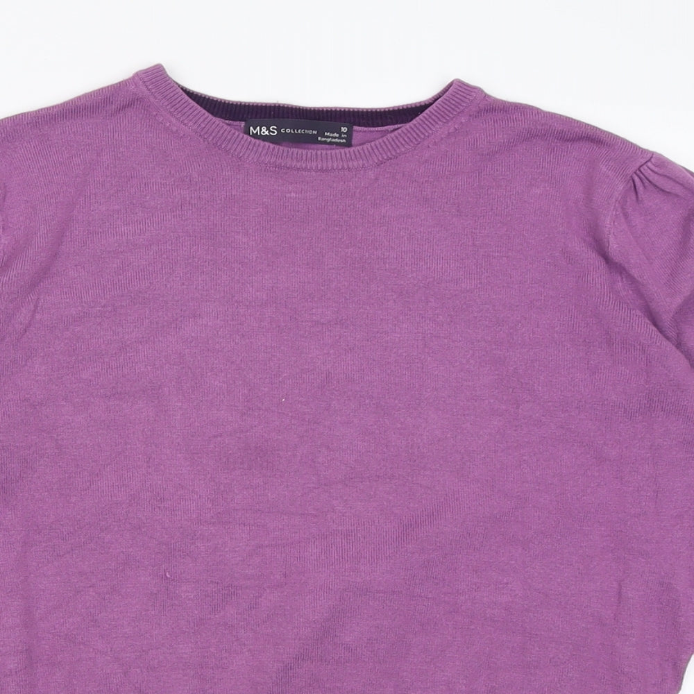 Marks and Spencer Womens Purple Crew Neck  Viscose Pullover Jumper Size 10