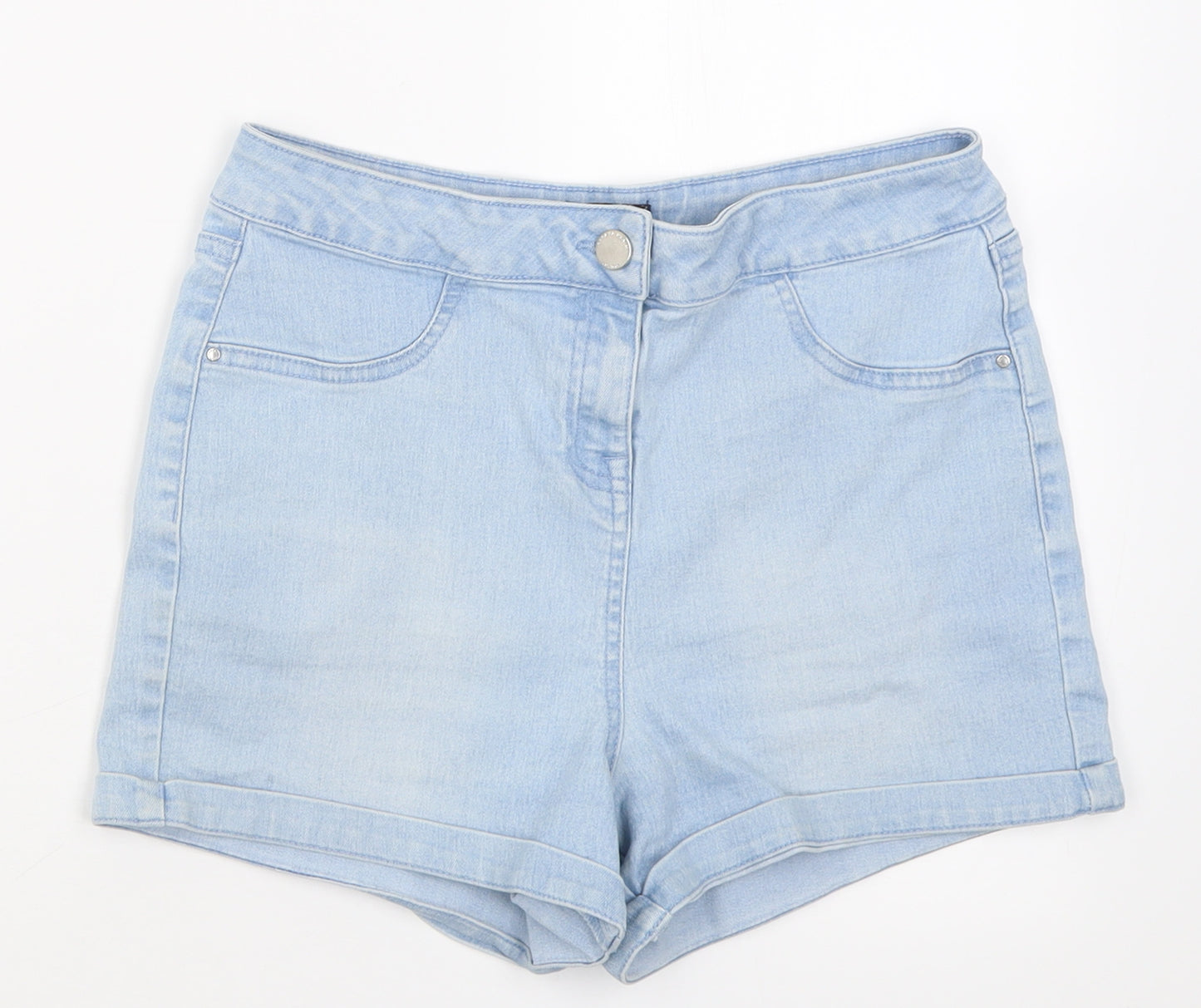 Matalan Womens Blue  Cotton Boyfriend Shorts Size 10 L3 in Regular Button