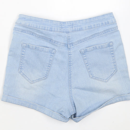 Matalan Womens Blue  Cotton Boyfriend Shorts Size 10 L3 in Regular Button