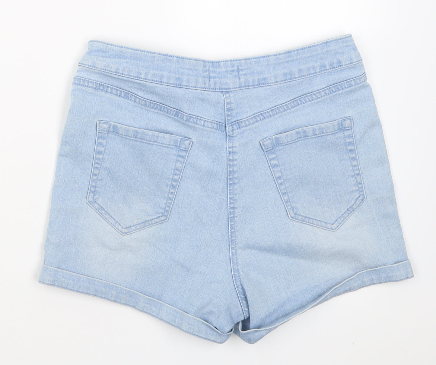 Matalan Womens Blue  Cotton Boyfriend Shorts Size 10 L3 in Regular Button
