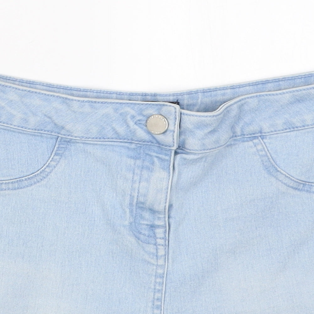 Matalan Womens Blue  Cotton Boyfriend Shorts Size 10 L3 in Regular Button