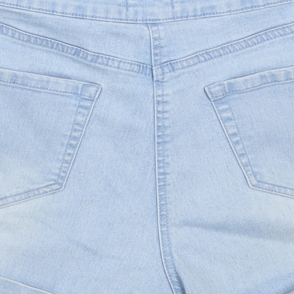 Matalan Womens Blue  Cotton Boyfriend Shorts Size 10 L3 in Regular Button