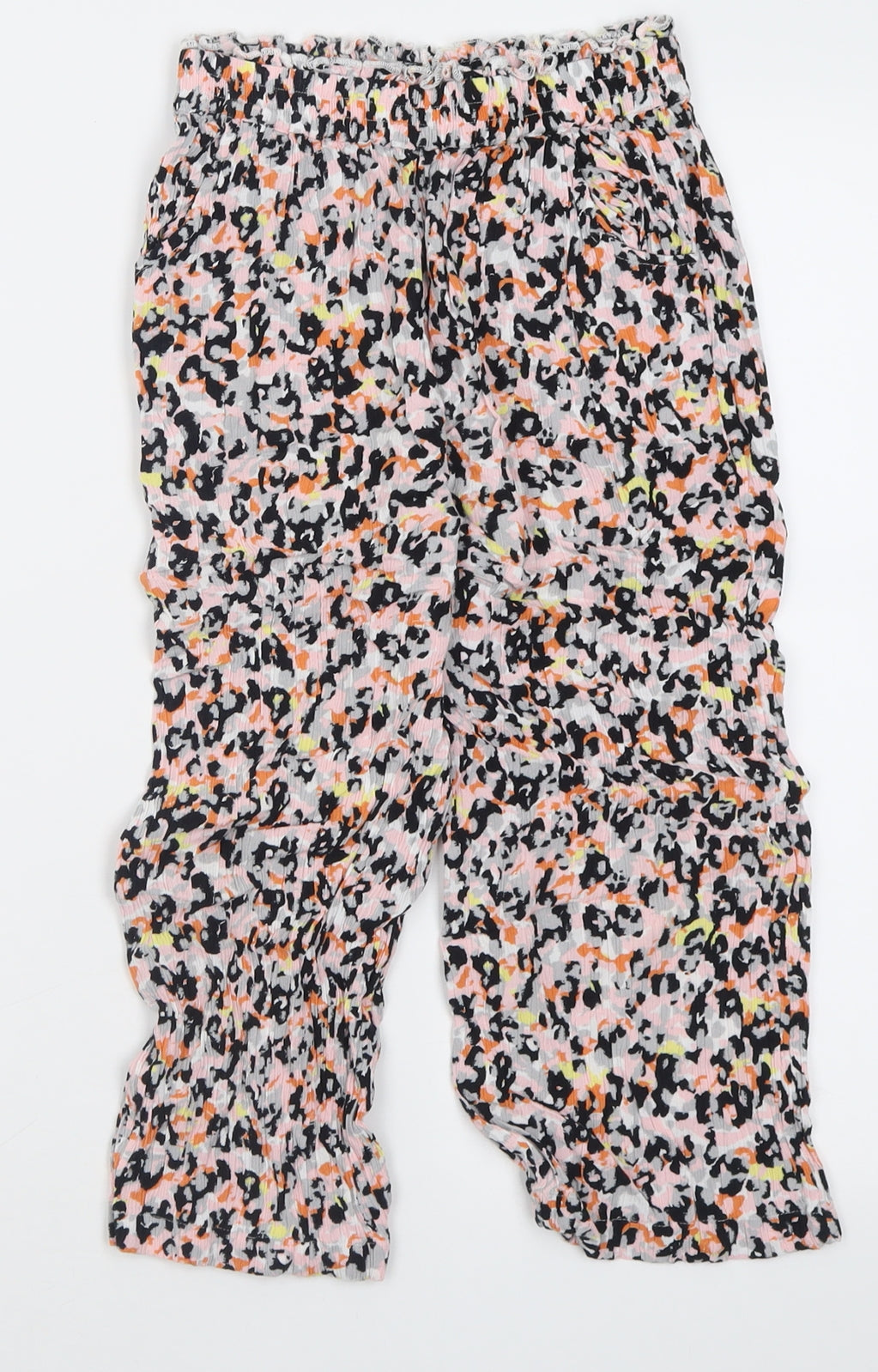 NEXT Girls Pink Animal Print Viscose Capri Trousers Size 8 Years  Regular Pullover
